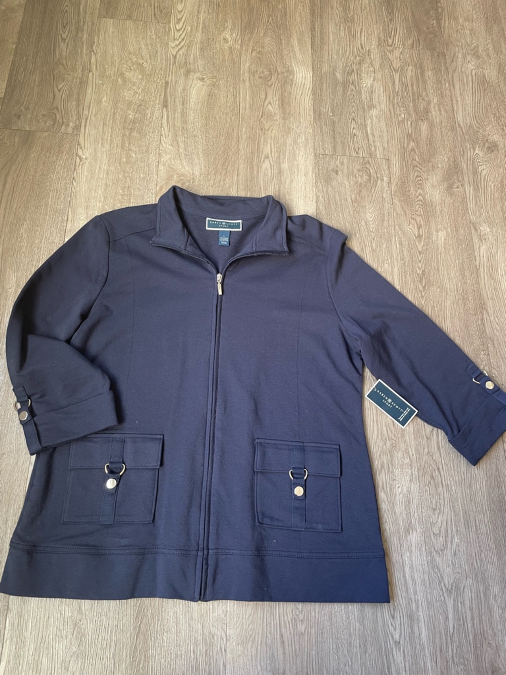 NWT KAREN SCOTT SPORT INTREPID BLUE SIZE LGE ZIP UP ACTIVE WEAR